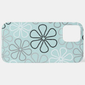抽象芸術大花輪郭BWG+アヒル卵青 iPhoneケース (裏面横)