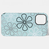 抽象芸術大花輪郭BWG+アヒル卵青 iPhoneケース (裏面横)