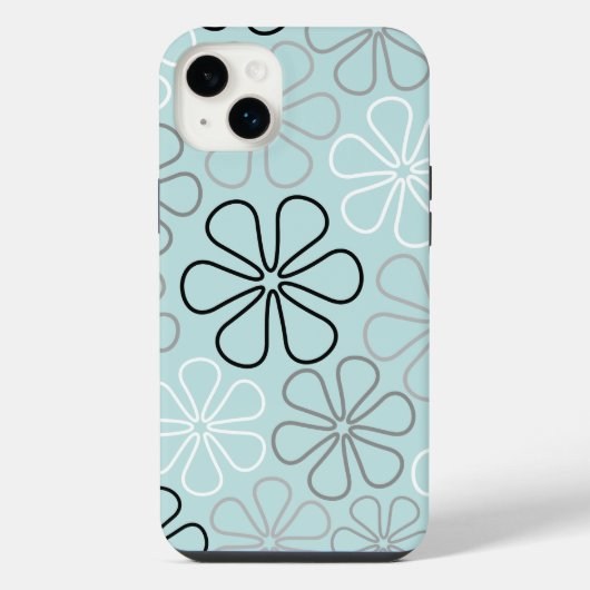 抽象芸術大花輪郭BWG+アヒル卵青 iPhoneケース (裏面)