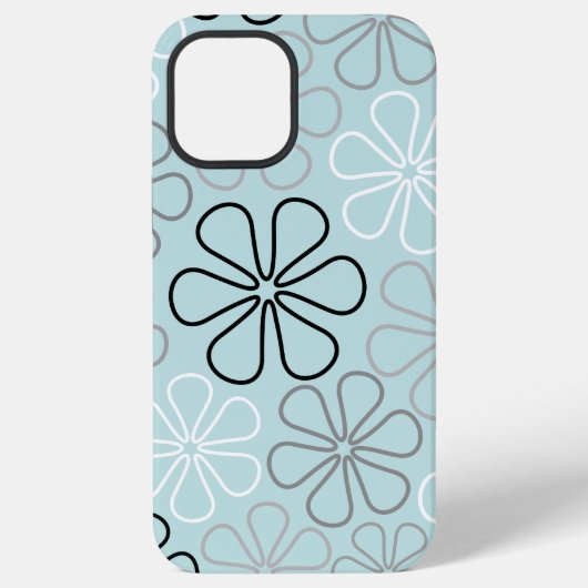 抽象芸術大花輪郭BWG+アヒル卵青 iPhoneケース (裏面)