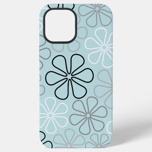 抽象芸術大花輪郭BWG+アヒル卵青 iPhoneケース (裏面)
