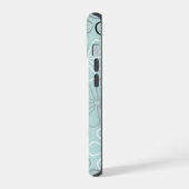 抽象芸術大花輪郭BWG+アヒル卵青 iPhone 15ケース (左側面)