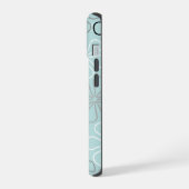 抽象芸術大花輪郭BWG+アヒル卵青 iPhone 15ケース (左側面)
