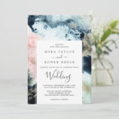 抽象芸術天水カラー結婚式招待状 招待状 (スタンド正面)