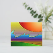 抽象芸術太陽オーバーウェーブアート ポストカード (スタンド正面)