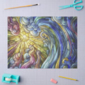 抽象芸術太陽波ステンドグラス 薄葉紙 (クラフト)