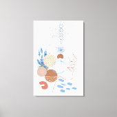 抽象芸術女子顔ラインアートと青い花眼 キャンバスプリント (正面)