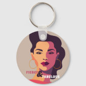 抽象芸術女性のポートレートの激しい&素晴らしいモダン キーホルダー (正面)