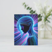 抽象芸術女性カラフルネオン ポストカード (スタンド正面)
