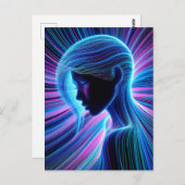 抽象芸術女性カラフルネオン ポストカード (正面/裏面)