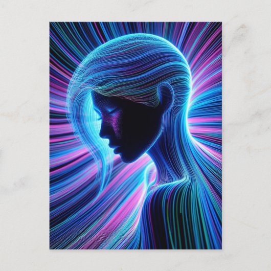 抽象芸術女性カラフルネオン ポストカード (正面)
