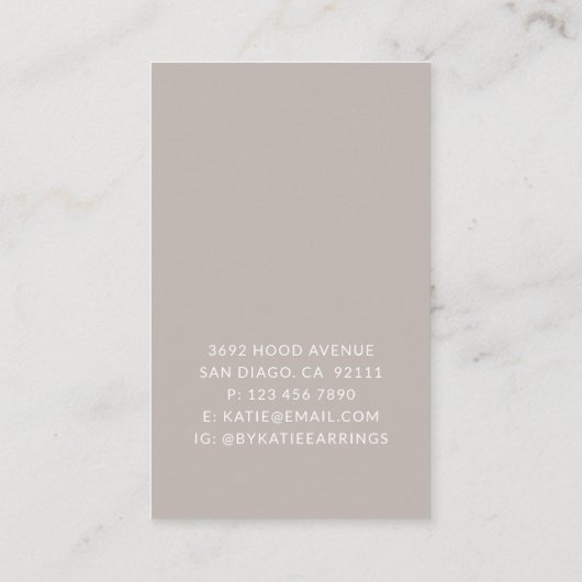 抽象芸術女性ジュエリーメーカーイヤリングディスプレイカード 名刺 (裏面)