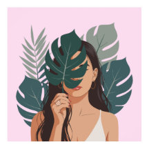 抽象芸術女性プリント、バリューポスター紙(マット)