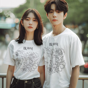 抽象芸術女性ラインアートbohemian boho tシャツ
