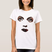 抽象芸術女性顔アイズリップメイクアップアート Tシャツ (正面)