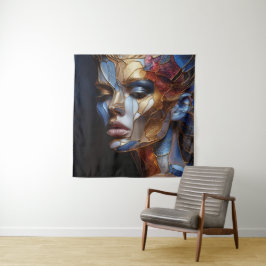 抽象芸術女性顔1 – ステンドグラス タペストリー