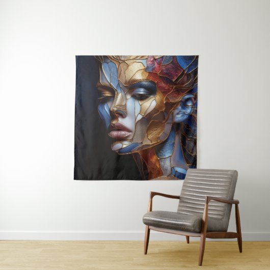 抽象芸術女性顔1 – ステンドグラス タペストリー (インサイチュ)