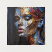 抽象芸術女性顔1 – ステンドグラス タペストリー (正面)