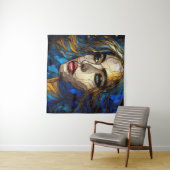 抽象芸術女性顔2 – ステンドグラス タペストリー (インサイチュ(横))