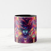 抽象芸術女性顔 ツートーンマグカップ (中央)