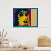 抽象芸術女性顔 ポスター (キッチン)