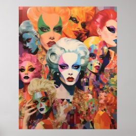 抽象芸術女性顔 ポスター