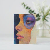 抽象芸術女性顔 ポストカード (スタンド正面)