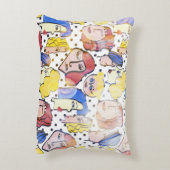 抽象芸術女性顔、水色水玉模様。 アクセントクッション (裏面(縦))