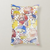 抽象芸術女性顔、水色水玉模様。 アクセントクッション (正面(垂直))