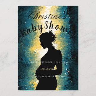 抽象芸術妊婦シルエット赤ちゃんシャワー 招待状