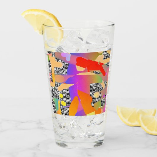 抽象芸術姿と赤いヘッドドレス タンブラーグラス (アイス正面)