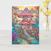 抽象芸術威厳のあるマッシュルームハットイラストレーション カード (黄色い花)