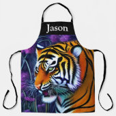 抽象芸術威厳のある捕食虎 エプロン (正面)