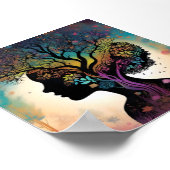 抽象芸術婦人の母自然の木と花 ポスター (角)