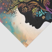 抽象芸術婦人の母自然の木と花 薄葉紙 (詳細)