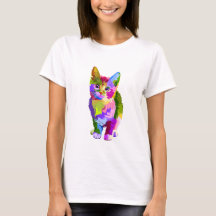 抽象芸術子猫基本Tシャツ
