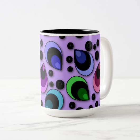 抽象芸術孔雀の羽のパターンマグカップ ツートーンマグカップ (正面右)