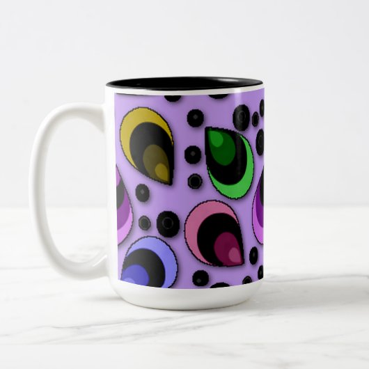 抽象芸術孔雀の羽のパターンマグカップ ツートーンマグカップ (左)