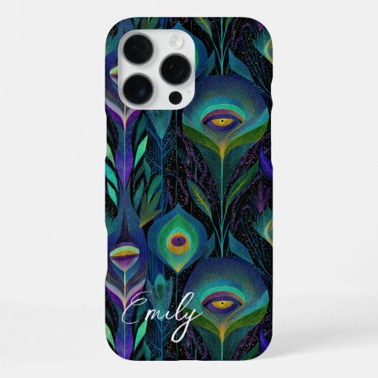 抽象芸術孔雀の羽模様 iPhoneケース (裏面)