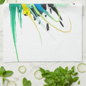 抽象芸術孔雀絵を描(ばちゃばちゃ)跳ねる キッチンタオル (折り畳み)