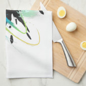 抽象芸術孔雀絵を描(ばちゃばちゃ)跳ねる キッチンタオル (四つ折り)