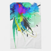 抽象芸術孔雀絵を描(ばちゃばちゃ)跳ねる キッチンタオル (縦)