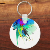 抽象芸術孔雀絵を描(ばちゃばちゃ)跳ねる キーホルダー (正面)