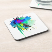 抽象芸術孔雀絵を描（ばちゃばちゃ）跳ねる コースター (左側)