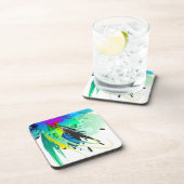 抽象芸術孔雀絵を描(ばちゃばちゃ)跳ねる コースター (右側)