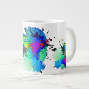 抽象芸術孔雀絵を描（ばちゃばちゃ）跳ねる ジャンボコーヒーマグカップ