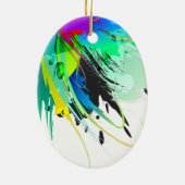 抽象芸術孔雀絵を描（ばちゃばちゃ）跳ねる セラミックオーナメント (裏面)