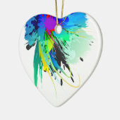 抽象芸術孔雀絵を描（ばちゃばちゃ）跳ねる セラミックオーナメント (左)