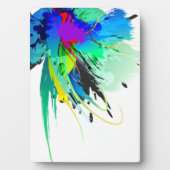 抽象芸術孔雀絵を描（ばちゃばちゃ）跳ねる フォトプラーク (正面)