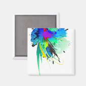 抽象芸術孔雀絵を描（ばちゃばちゃ）跳ねる マグネット (正面/裏面)